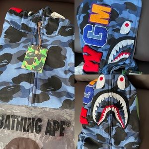 NWT Bape Camo Shark Full Zip Hoodie Size Large